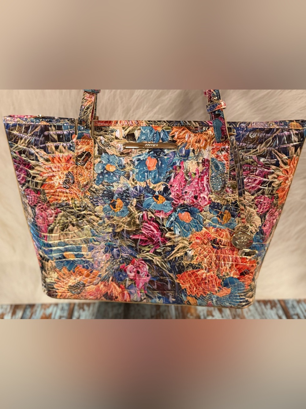 Brahmin Medium Asher Lasso Flowers Tote Melbourne Leather NWT PRICE FIRm - Picture 4 of 15